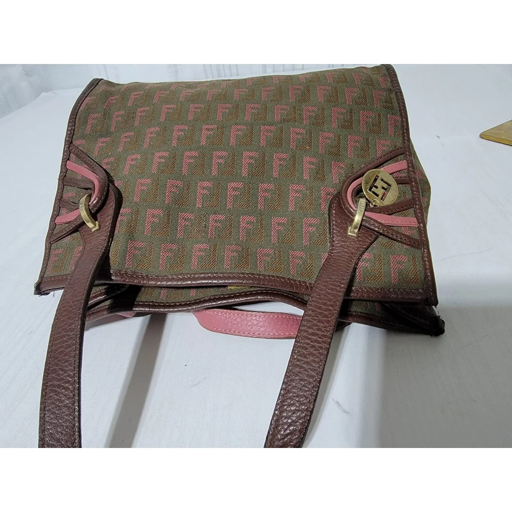 FENDI MINI CABAS MONOGRAM CANVAS FF ZUCCHINO TOTE BAG - Picture 10 of 13